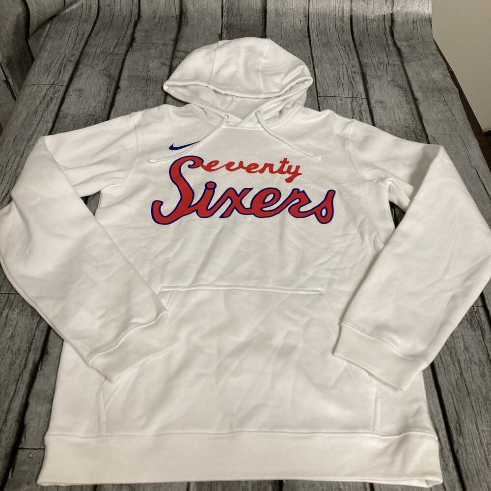 NWT Men’s Nike Philadelphia 76ers Hoodie Spelled Out White Small